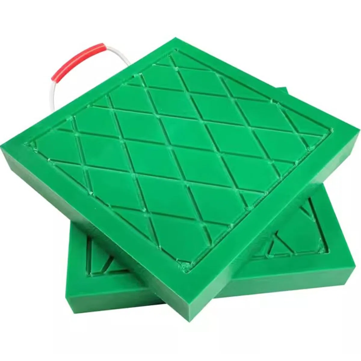 Almohadilla estabilizadora Verde para Gatos hidráulicos - Almohadilla de Apoyo Resistente para vehículos recreativos/remolques/Camiones con asa portátil, Bloques de nivelación apilables - Pa