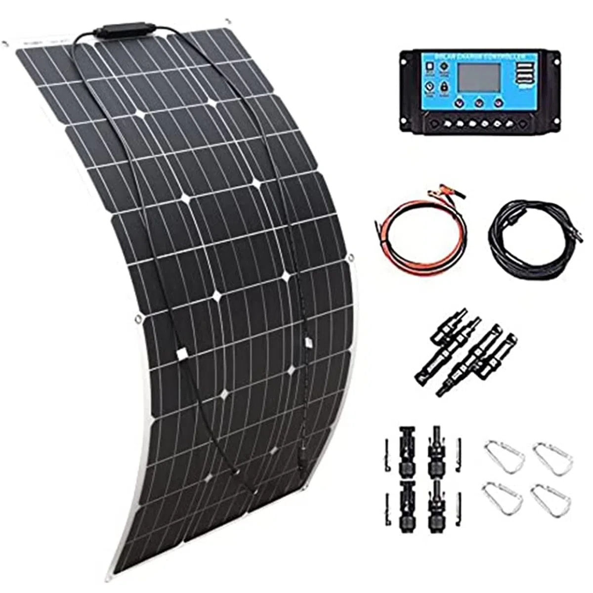 300w 600W Paneles Solares Placa Solar Flexible 18v Monocrystalline Panel Solar con 40A Controlador Ideal para Autocaravana,Caravana y Barco,300W
