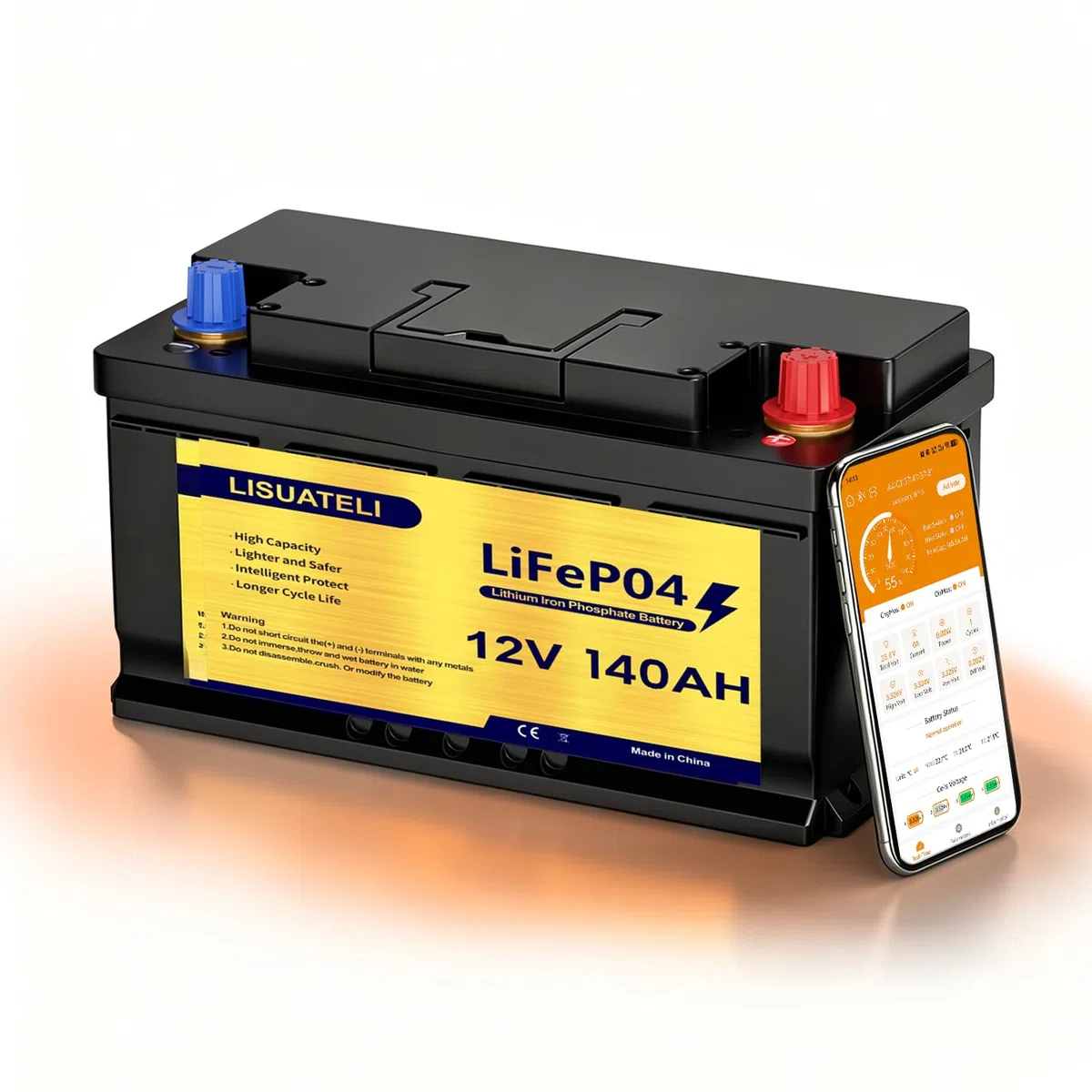 Batería LiFePO4 autocalentable de 12 V 140 Ah, RV/autocaravana, supervisión de la aplicación, BMS de 150 A, 1792 Wh de energía utilizable, más de 8000 ciclos, ideal para RV y autocaravana, motor de