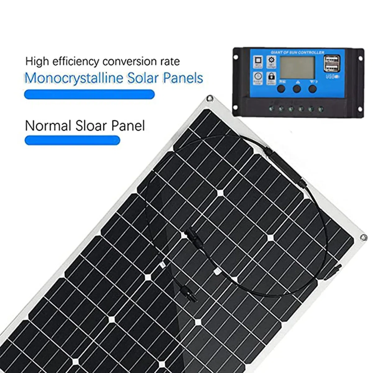 300w 600W Paneles Solares Placa Solar Flexible 18v Monocrystalline Panel Solar con 40A Controlador Ideal para Autocaravana,Caravana y Barco,300W