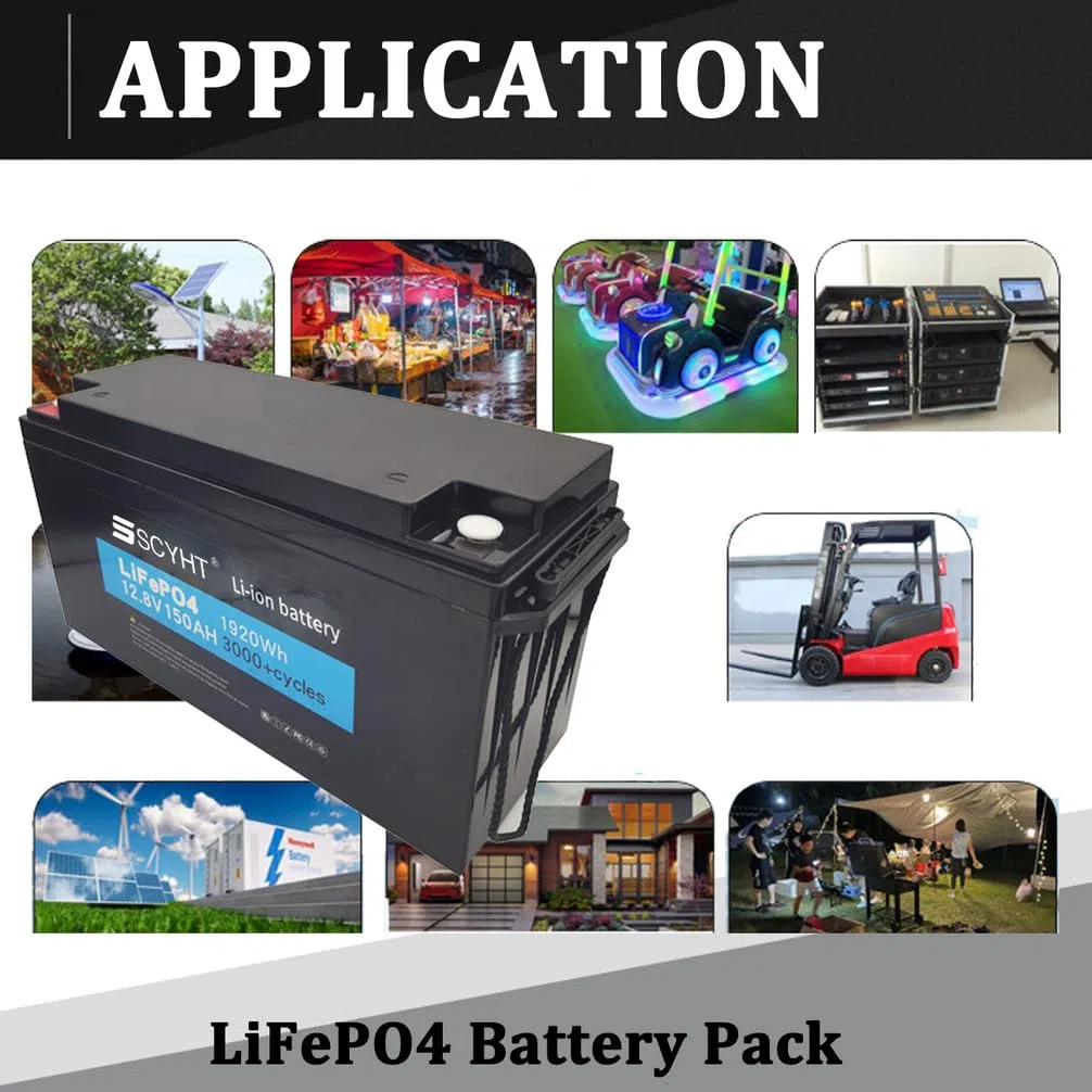 Batería LiFePO4 12,8 V Batería de Litio 150 Ah Baterías solares 12,8 V Baterías Recargables para carritos de Golf, energía Respaldo para Motores 250 W a 2000 W con BMS