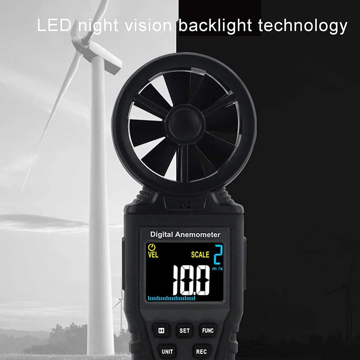 Medidor de Velocidad del Viento de Mano para medir la Velocidad del Viento, la Temperatura y el Viento se enfríe con la luz de Fondo y MAX/min para Disparar, sairar, Volar, Escalar