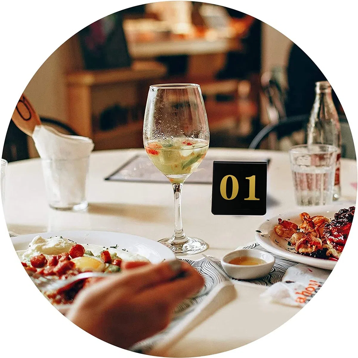 Tarjetas De Número De Mesa Apilables, Placas De Señalización De Doble Cara, Letreros De Mesa Fáciles De Apilar, Ideales Para Restaurantes, Establecimientos Y Eventos Espe,1 to 100-8*8cm(3*3inch)